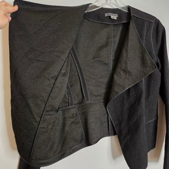 Vince Asymmetrical Boucle Open Front Jacket Black XS Capsule Wardrobe Versatile - Picture 10 of 16